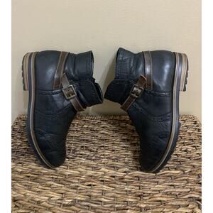 Remote Black/Brown Leather Brogue Style Ankle Boots preppy cutsy college farm 8